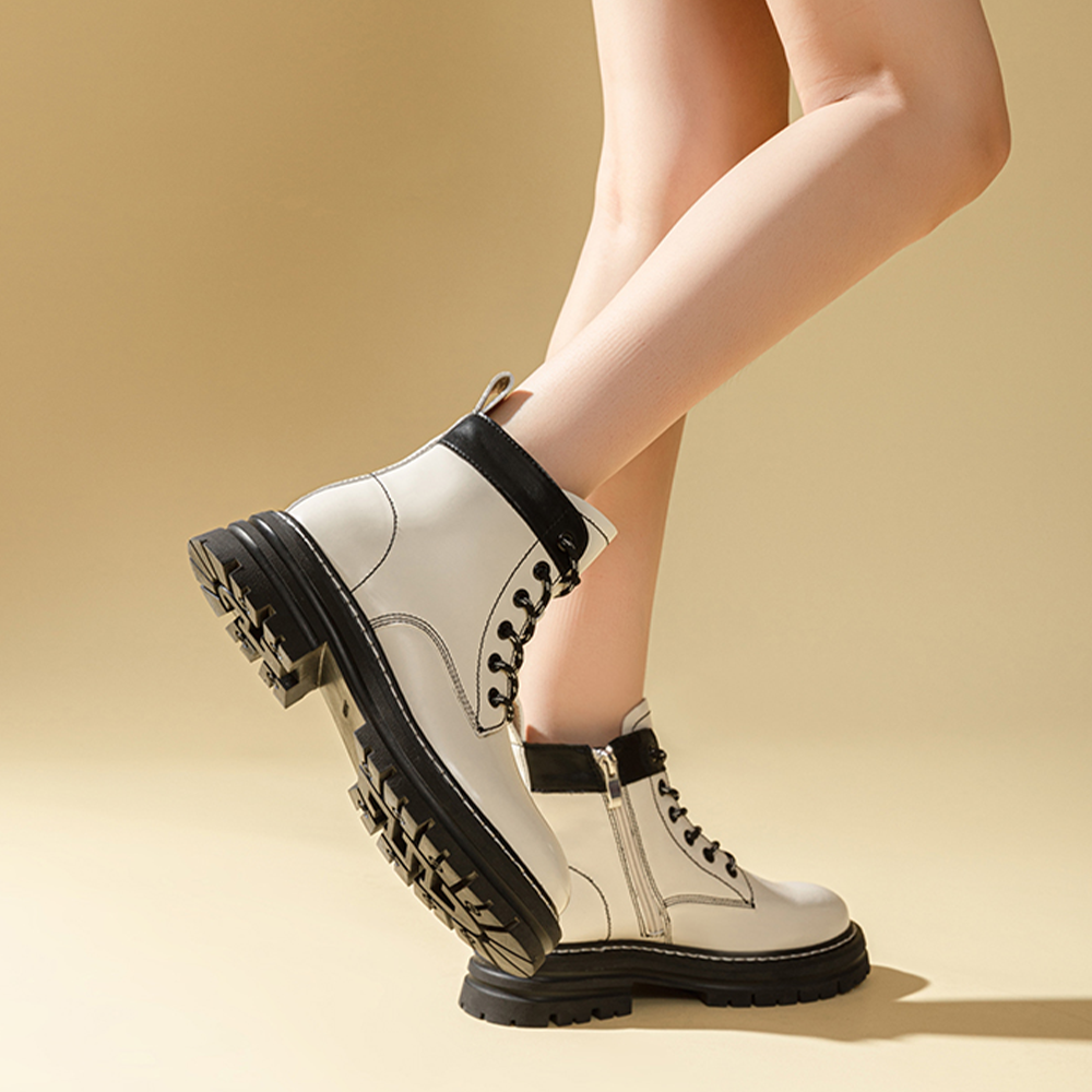 (W) Exull YiSi-Q 'Synthetic Leather British Style CMFTable Round Toe Martin Boots Beige' 圖 3