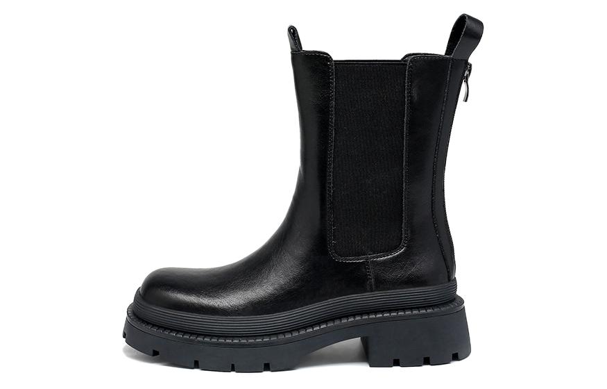 Buy (W) Exull Yisi Q 'Botas Chelsea Gruesas Negras de Estilo Británico' 7218611660
