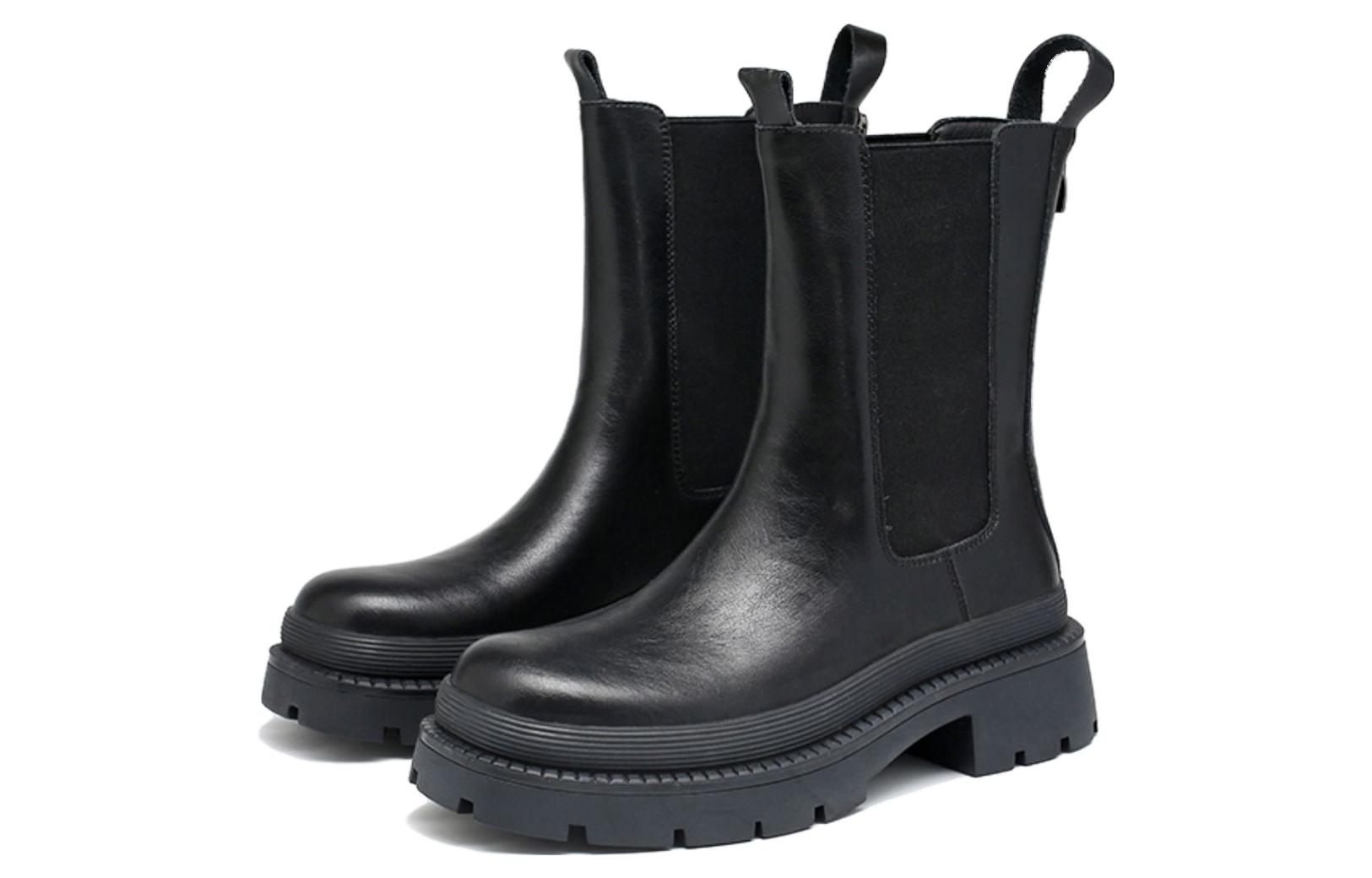 Lookbook (W) Exull Yisi Q 'Botas Chelsea Gruesas Negras de Estilo Británico' 7218611660