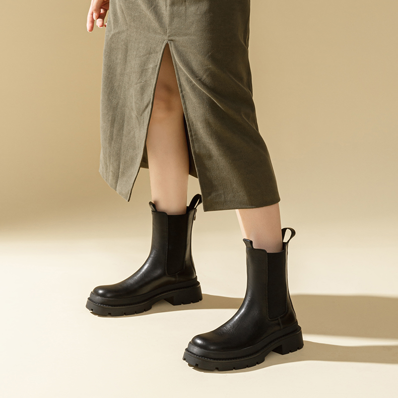 Details for (W) Exull Yisi Q 'Botas Chelsea Gruesas Negras de Estilo Británico' 7218611660