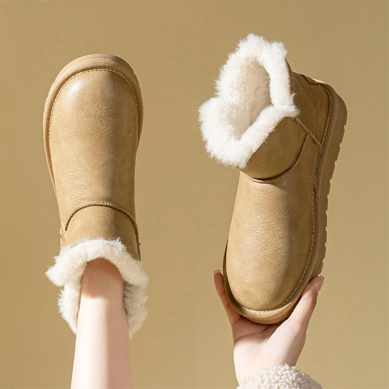 Order (Women) Exull YiSi Q 'Brown Plush Thick Sole Short Snow Boots' 1218402581