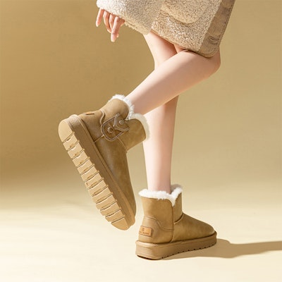 (Women) Exull YiSi Q 'Brown Plush Thick Sole Short Snow Boots' 1218402581 1