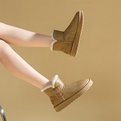 (Women) Exull YiSi Q 'Brown Plush Thick Sole Short Snow Boots' 1218402581 2