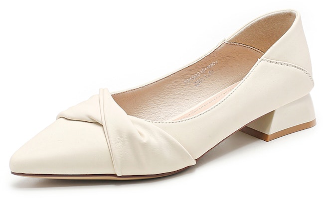 尖頭套腳百搭 EXULL 依思Q 工作鞋 皮革 工作鞋女 法式淺口粗跟一腳蹬 休閒單鞋 3cm 女款 5