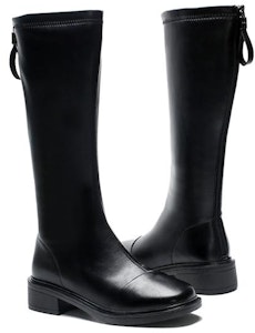 EXULL 依思Q 合成皮革加絨保暖厚底 4.5cm 高筒靴 女款 黑色 Order EXULL 依思Q 合成皮革加絨保暖厚底 4.5cm 高筒靴 女款 黑色