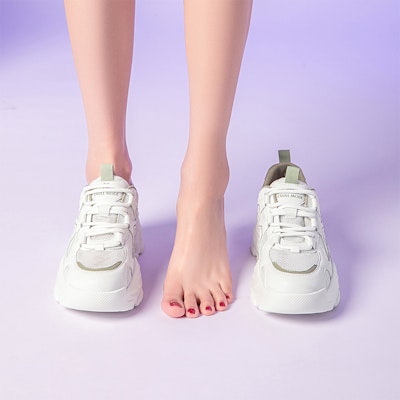 EXULL 依思Q PU 透氣百搭 增高 低幫 老爹鞋 5.5cm 女款 綠色 4