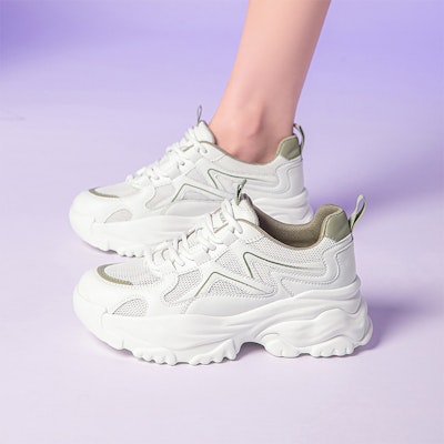 EXULL 依思Q PU 透氣百搭 增高 低幫 老爹鞋 5.5cm 女款 綠色 5