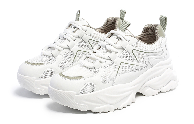 Lookbook EXULL 依思Q PU 透氣百搭 增高 低幫 老爹鞋 5.5cm 女款 綠色