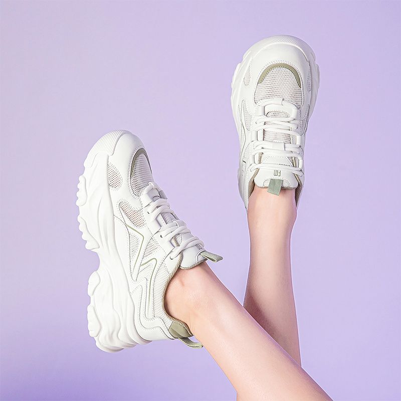 Details for EXULL 依思Q PU 透氣百搭 增高 低幫 老爹鞋 5.5cm 女款 綠色