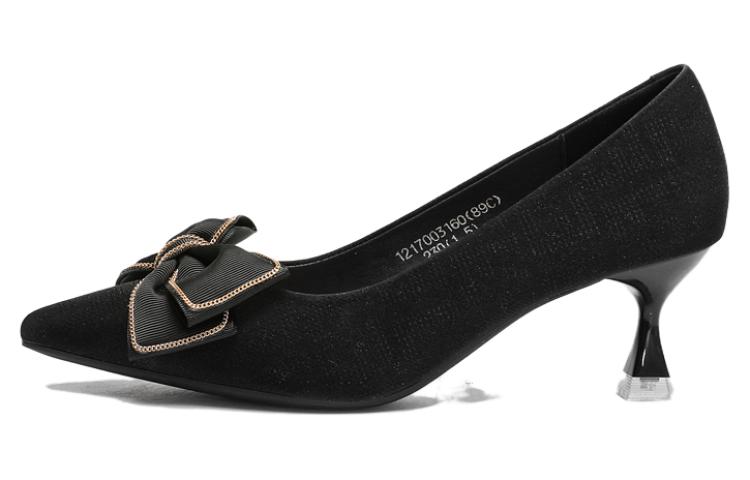 (Women) EXULL Yisi Q PU High-Top Sneakers 'Black Wineglass Heel' 12I7003160