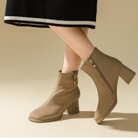 (W) Botas al Tobillo de Tacón Grueso Cuadrado de Cuero Sintético 'Milk Tea' Exull Yisi Q 1218627497 Shop (W) Botas al Tobillo de Tacón Grueso Cuadrado de Cuero Sintético 'Milk Tea' Exull Yisi Q 1218627497