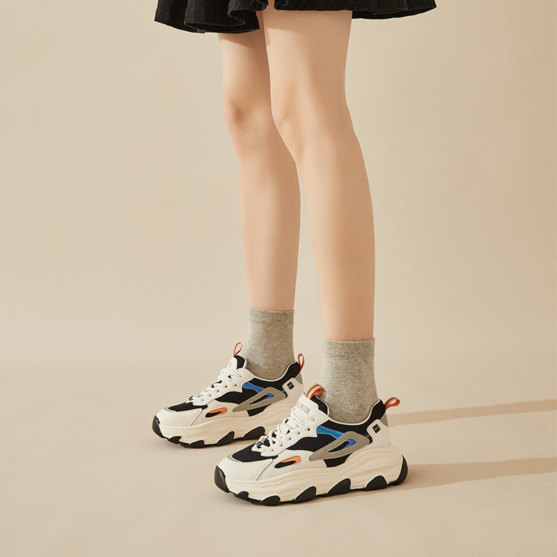 Purchase (W) Exull 易思Q合成皮低帮“黑色老爹鞋” 8215403460