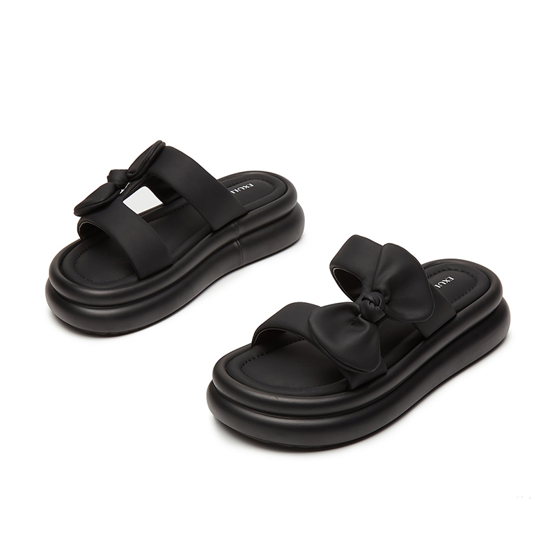 Order (W) Exull YiSi Q Sandal Kulit Sintetis Platform Nyaman Slip-On 'Sole Tebal' 73165688