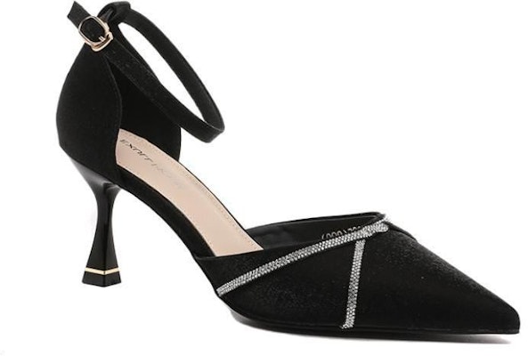 (Women) Exull YiSiQ Heels 7cm 'Black Rhinestone Satin Stiletto' 1216700560 Order (Women) Exull YiSiQ Heels 7cm 'Black Rhinestone Satin Stiletto' 1216700560