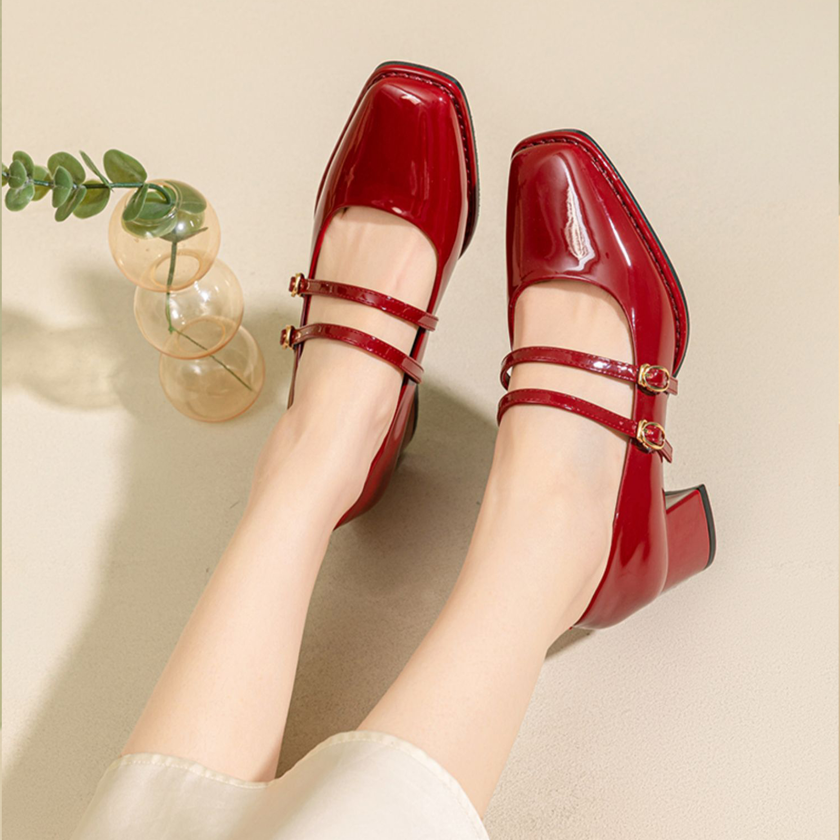 Shop (W) Exull YiSiQ Hak Tinggi 'Burgundy Sederhana & Nyaman' 7315001719