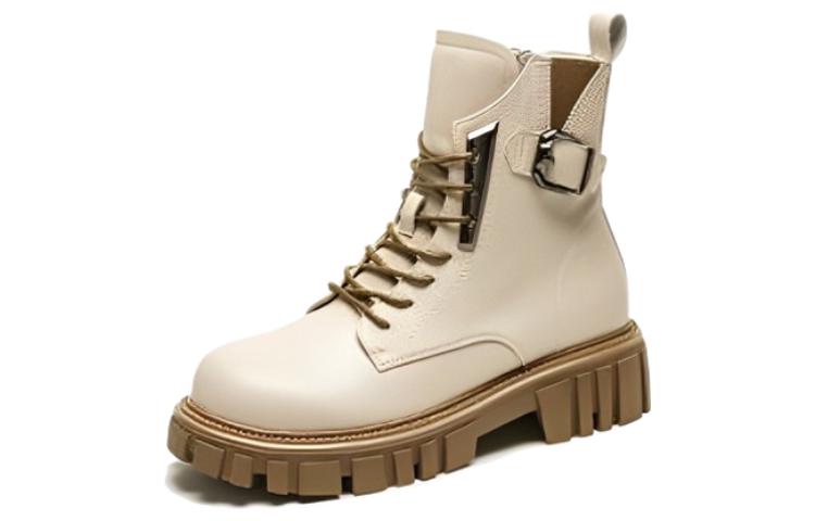 (W) Exull YiSiQ Leather Martin Boots 'Cream CMFT'