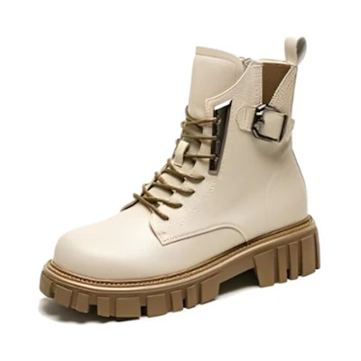 (W) Exull YiSiQ Leather Martin Boots 'Cream CMFT'
