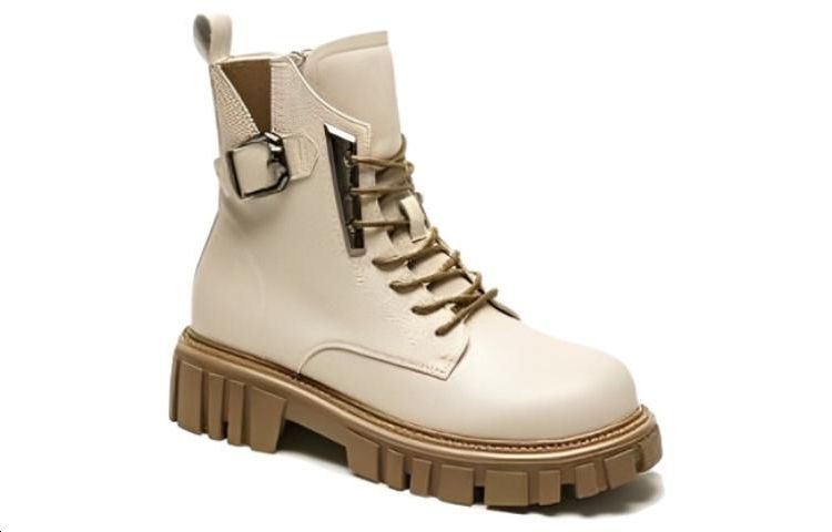 (W) Exull YiSiQ Leather Martin Boots 'Cream CMFT' 圖 2