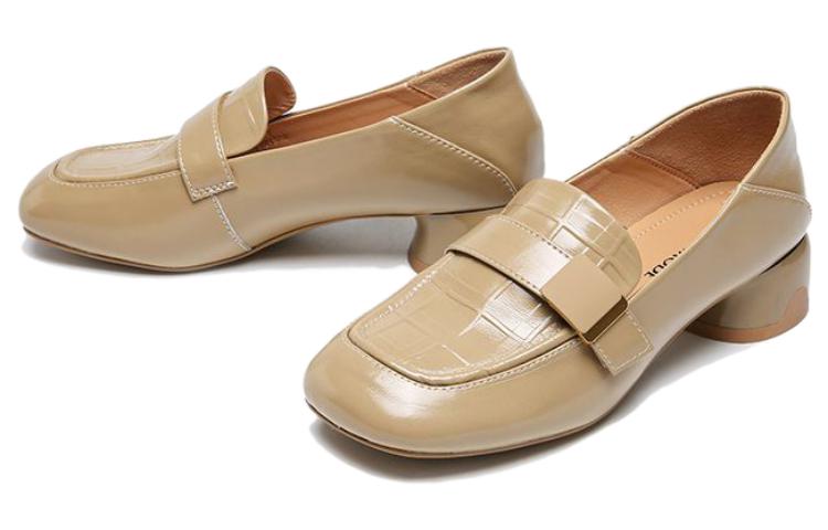 Order (W) EXULL YiSiQ Kulit Mules 4.0cm 'Apricot Buckle' Sepatu Wanita 12I7101681