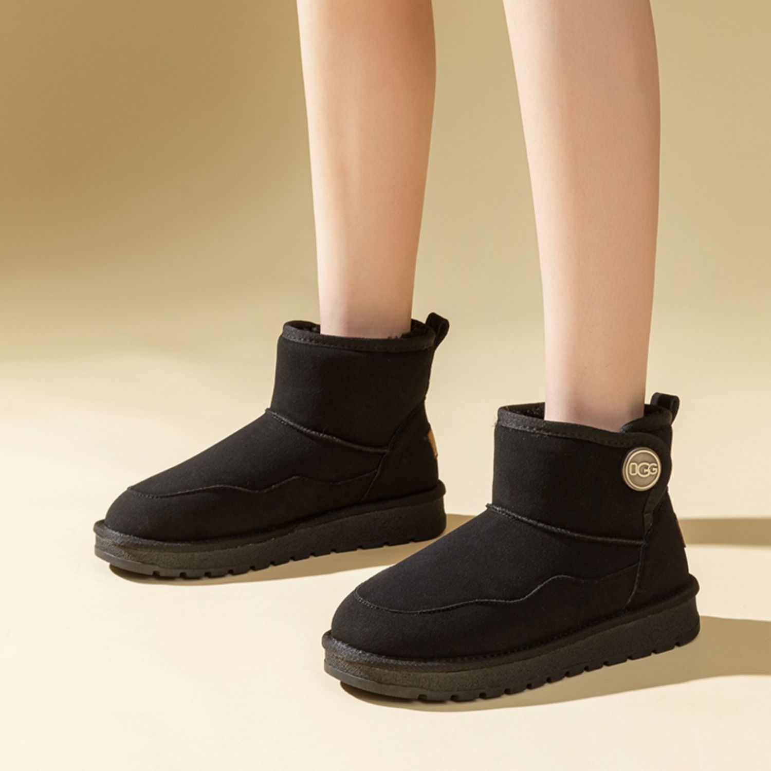 (W) Exull YiSiQ Leather Snow Boots 'Warm Black' 圖 4