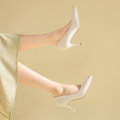 (W) (女性用)Exull YiSiQ ポインテッドトゥハイヒール「ベージュラインストーン」 1315001971 4