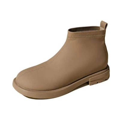 (W) Exull YiSiQ PU Short Boots 'French Fashion Casual CMFT Milk Tea'