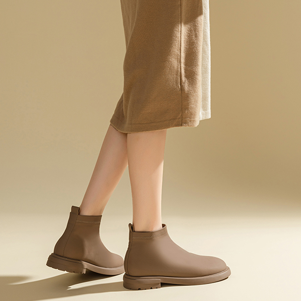 (W) Exull YiSiQ PU Short Boots 'French Fashion Casual CMFT Milk Tea' 圖 3