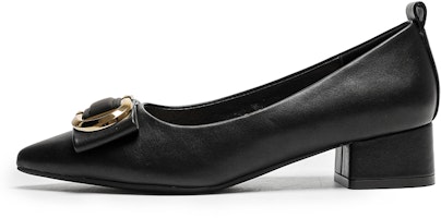 (Women) EXULL YiSiQ PU Slip-On Pointed Toe 'Comfortable Versatile Black Chunky Heel' 1217007660 (Women) EXULL YiSiQ PU Slip-On Pointed Toe 'Comfortable Versatile Black Chunky Heel' 1217007660