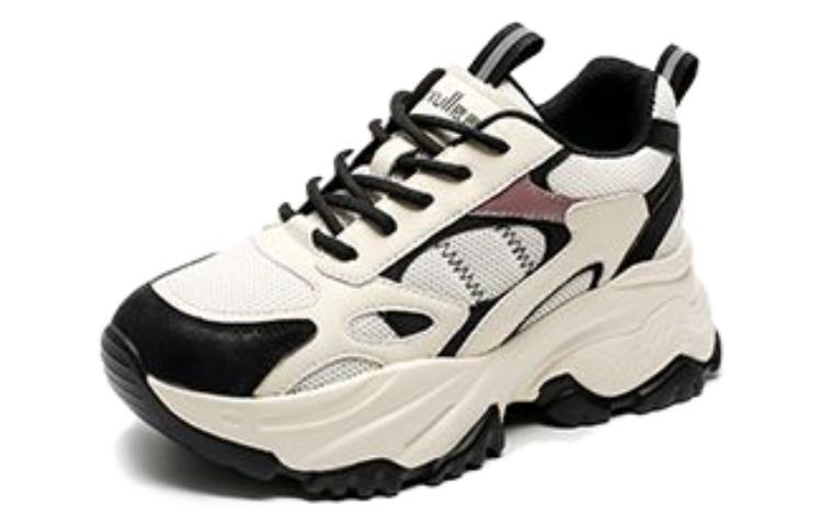 (Women) Exull YiSiQ Synthetic Leather Retro Low-Top 'Dad Shoes Black White' 72I7702161