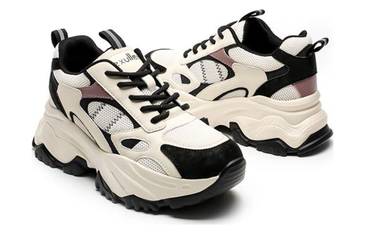 Order EXULL 依思Q 合成革 復古休閒 低幫 老爹鞋 6.5cm 女款 黑白色