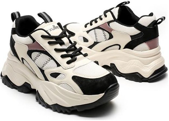 EXULL 依思Q 合成革 復古休閒 低幫 老爹鞋 6.5cm 女款 黑白色 Order EXULL 依思Q 合成革 復古休閒 低幫 老爹鞋 6.5cm 女款 黑白色