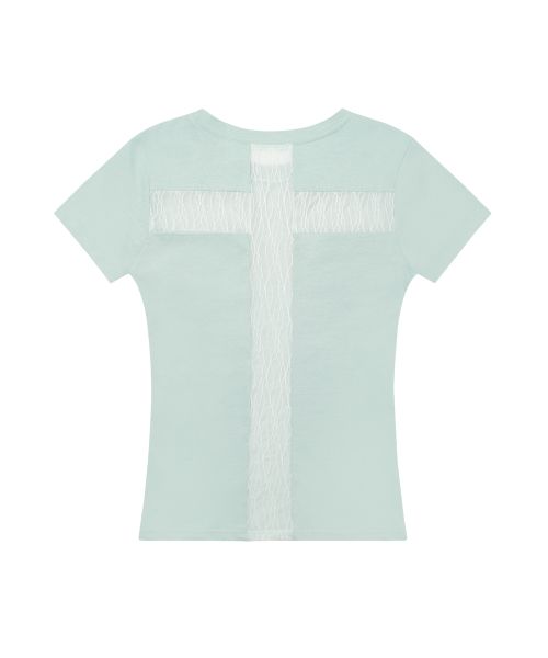 Cheap (Women) FANCY CLUB Back Cross Tee (Mint) F26QB073 F26QB073MT
