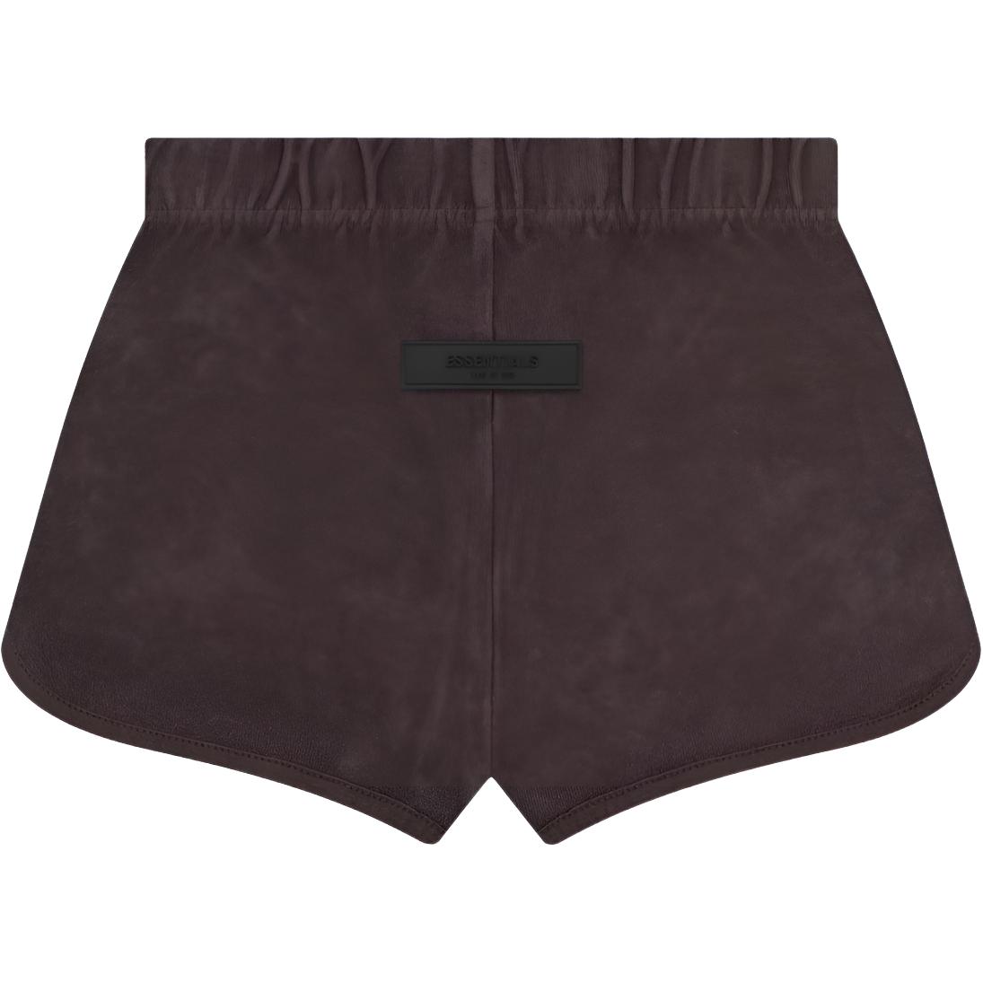 (Women) Fear of God Essentials SS23 Terry Beach Shorts Plum Purple Retro Logo. FOG-SS23-247