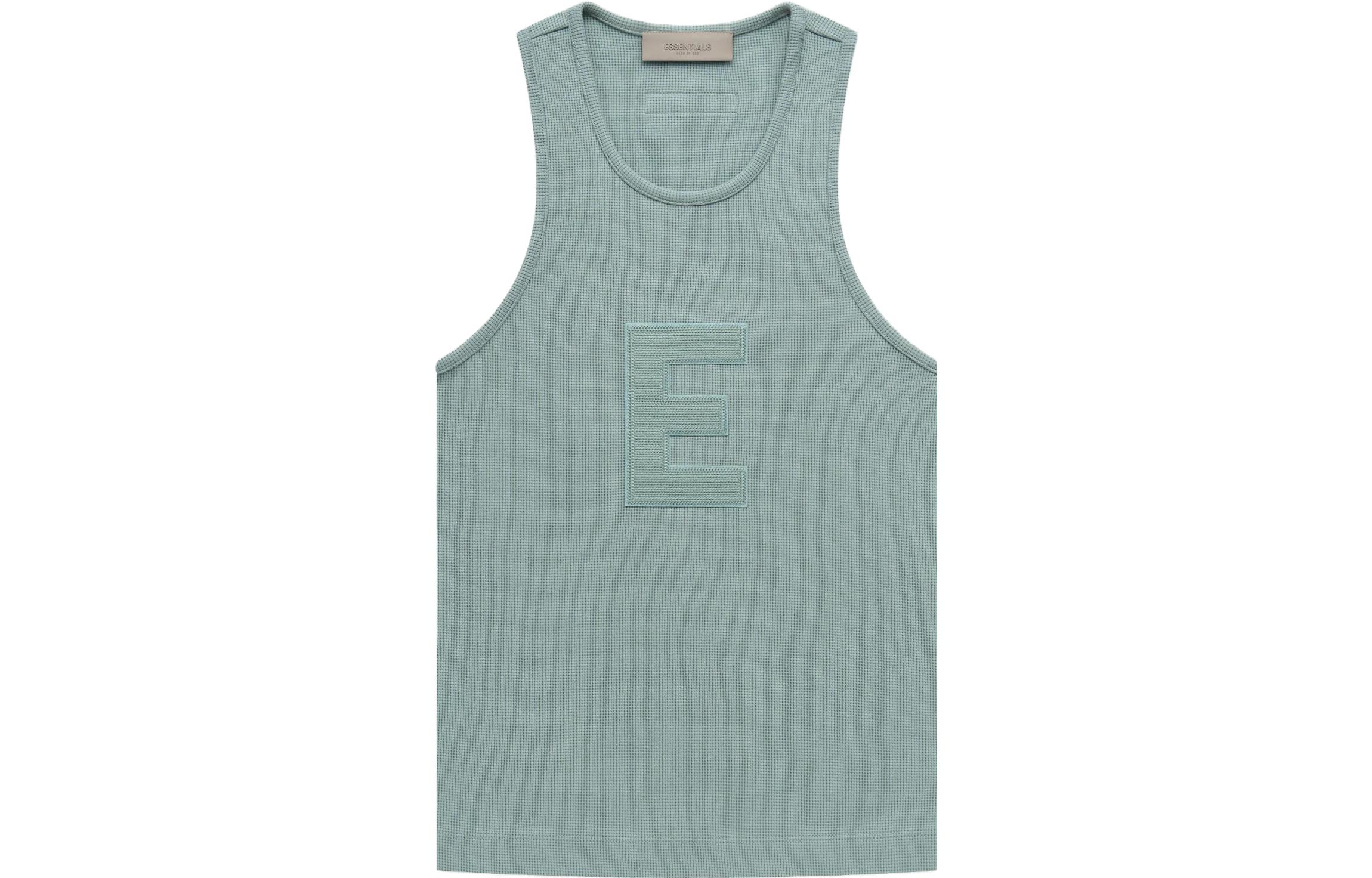 (Women) Fear of God Essentials SS23 Waffle Tank Sycamore Mist Blue Retro Style Tank. FOG-SS23-230