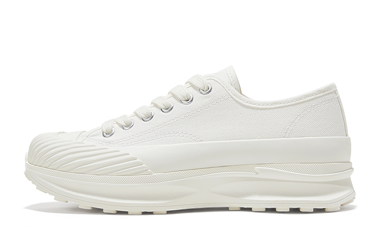 (Women) Feiyue Casual Low-Top White Canvas Shoes - Non-Slip & Durable. FXY-973TC White