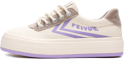 (Women) Feiyue Classic Low-Top Canvas Shoes Beige Purple Casual Breathable Durable FXY-488T02 Beige/Purple (Women) Feiyue Classic Low-Top Canvas Shoes Beige Purple Casual Breathable Durable FXY-488T02 Beige/Purple