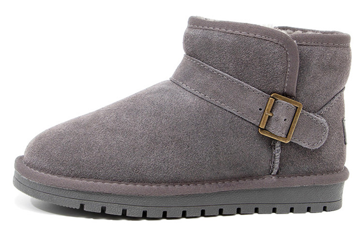 (Women) Feiyue Grey Suede Fur-Lined Mid-Calf Winter Snow Boots FBX-439N02GREY