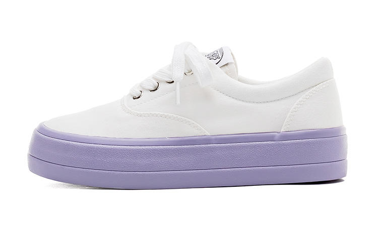 (Women) Feiyue Lightweight Breathable Non-Slip Canvas Shoes Low-Top Women’s White Purple FXY-419T White/Purple