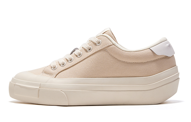 (Women) Feiyue Low-Top Canvas Shoes Beige Non-Slip Durable Casual Sneakers FXY-907ZG03 Apricot Color