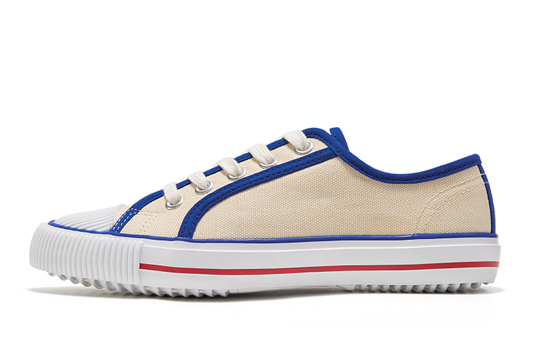 (Women) Feiyue Low-Top White Blue Canvas Sneakers Casual Non-Slip Shoes. FXY-937X White and Blue