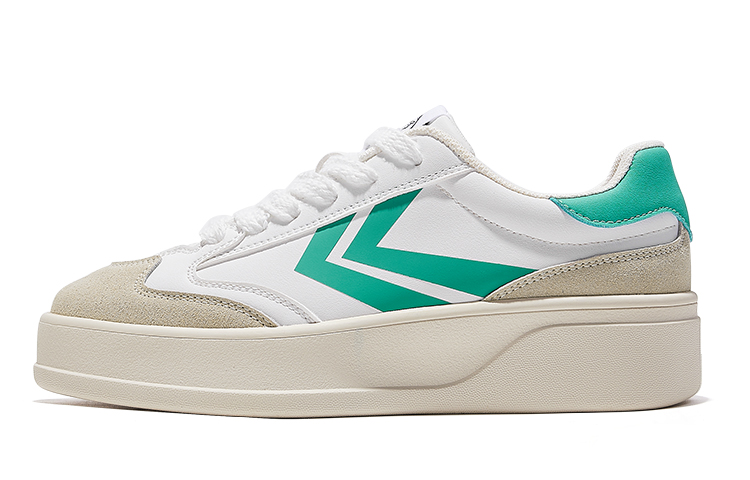 (Women) Feiyue Low-Top White Green Sneakers - Lightweight & Breathable. FXY-891ZG03 White-Green