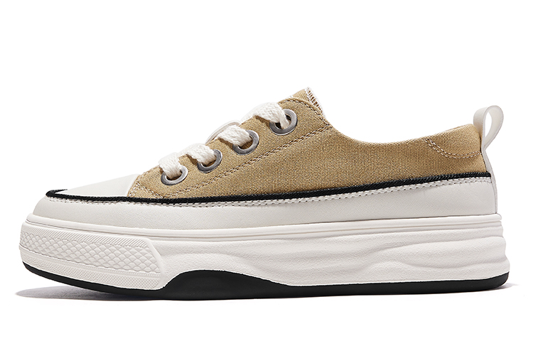 (Women) Feiyue Mustard Yellow Low-Top Thick-Soled Canvas Shoes FXY-786ZG Mustard Yellow