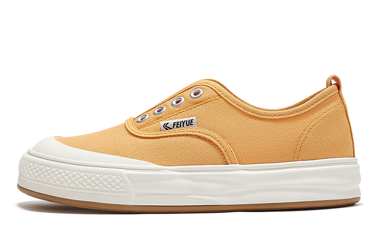 (Women) Feiyue Orange Slip-On Platform Canvas Shoes Low-Top Casual Sneakers FXY-942T Orange Color