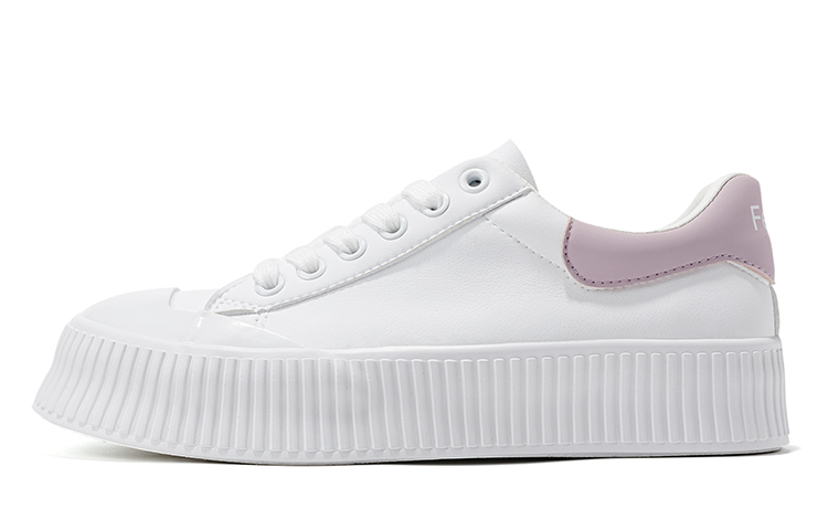 (Women) Feiyue Platform Low-Top Casual Sneakers White Purple FXY-268MJ White and Purple