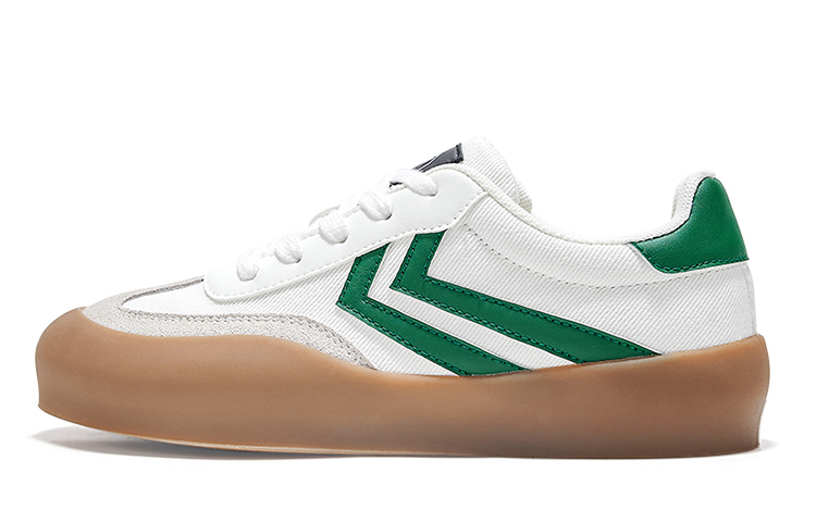 (Women) Feiyue Retro Women’s White Green Low-Top Canvas Trainer Casual Sneakers. FXY-988ZG White/Green