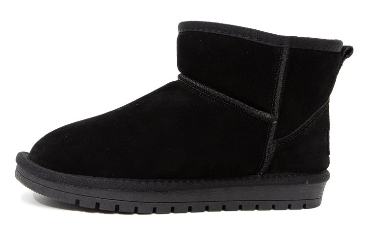 (Women) Feiyue Suede Black Mid-Calf Waterproof Thermal Snow Boots FBX-438N01 Black