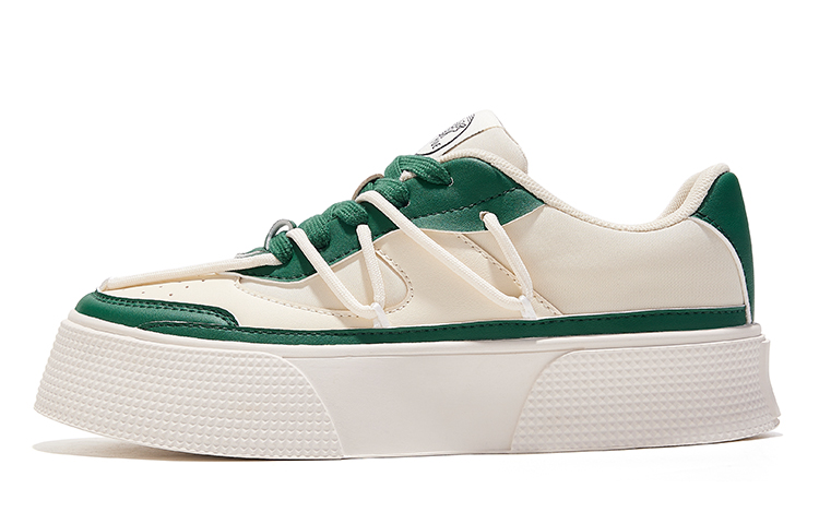 (Women) Feiyue White Green Low-Top Platform Sneakers, Slip-Resistant Casual Shoes FXY-672ZG Mint Green