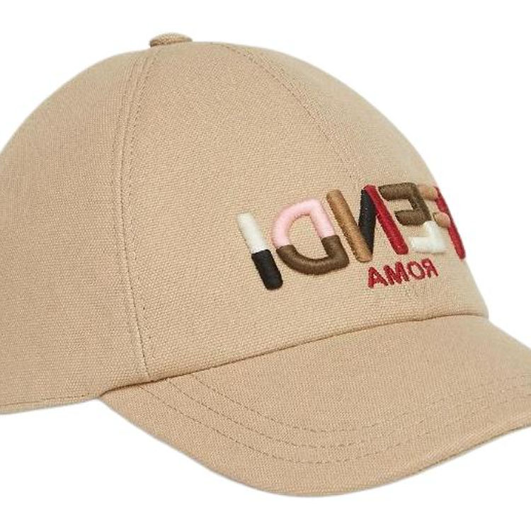 Shop (W) FENDI Topi Besbol Reka Bentuk Solid Kapas Beige. FXQ379ASGGF1QUU