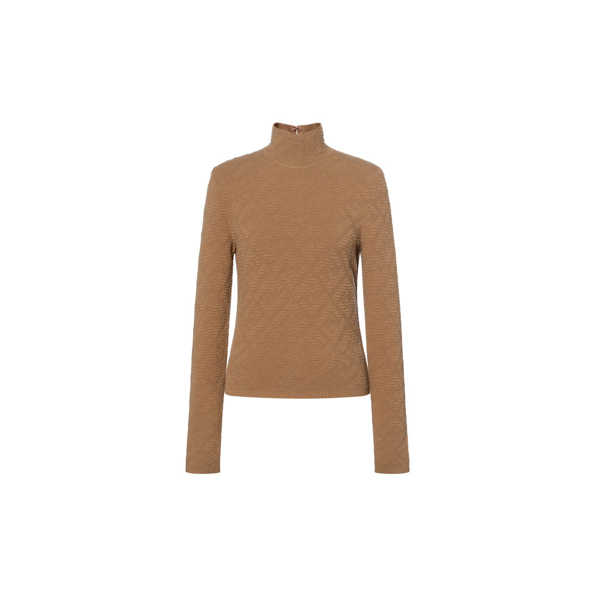 (Women) FENDI  Beige High-Neck Sweater with FF Monogram Design. FZX749AGIRF1FLF