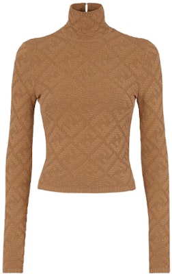 (Women) FENDI Beige High-Neck Sweater with FF Monogram Design. FZX749AGIRF1FLF Order (Women) FENDI Beige High-Neck Sweater with FF Monogram Design. FZX749AGIRF1FLF